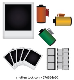 Vector illustration of vintage frames and photographic film.