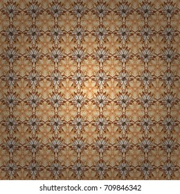 Vector illustration. Vintage garden natural seamless pattern with abstract stylized yellow, brown and beige flowers, botanical illustration, cute print.
