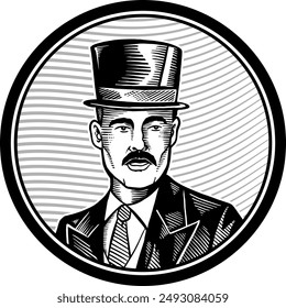 Vector Illustration a Vintage Gentleman with top hat Clipart