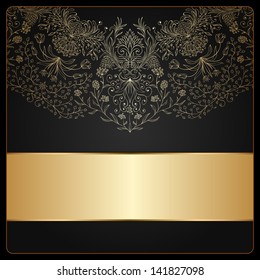 Vector illustration with vintage gold ornament and place for text.