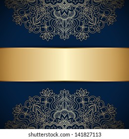 Vector illustration with vintage gold ornament and place for text.