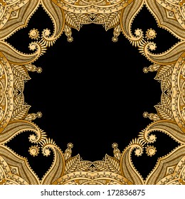 Vector illustration with vintage gold ornament and place for text.