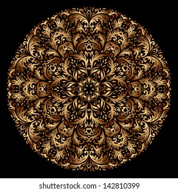 Vector illustration with vintage gold pattern for print, embroidery.