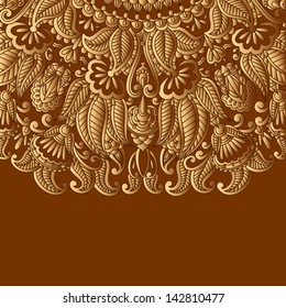 Vector illustration with vintage gold pattern for print, embroidery.
