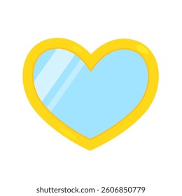 vector illustration of vintage golden heart shaped mirror