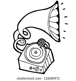 Vector illustration with vintage gramophone