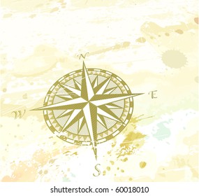 Vector illustration of vintage grunge background with retro compass windrose. Great for any "direction" you want to go...