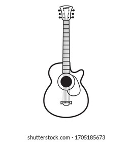 Vector illustration of vintage guitar on white background