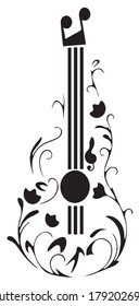 Vector illustration of vintage guitar on white background