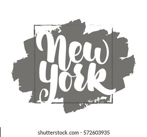 Vector illustration. Vintage hand lettering print of New York. T-shirt design.