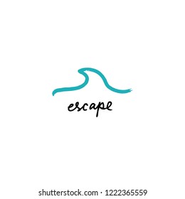 Vector illustration. Vintage hipster hand drawn lettering logo of surf with wave symbol. Good for mugs, t-shirts, notebooks, posters, postcards social media post.