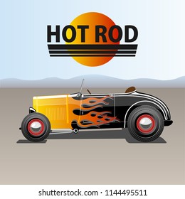 A vector illustration of a vintage hot rod.