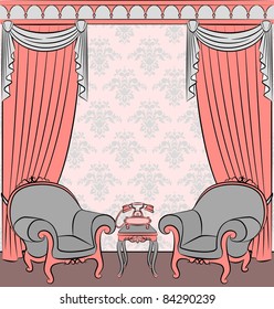 Vector illustration with vintage interior