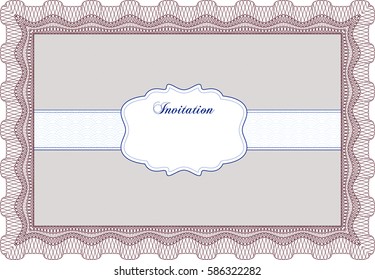 vector illustration of  Vintage invitation template icon in blue.
