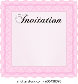 Ilustración vectorial de la plantilla de invitación de época. Detallado.Con fondo lineal complejo. Diseño de belleza. 

