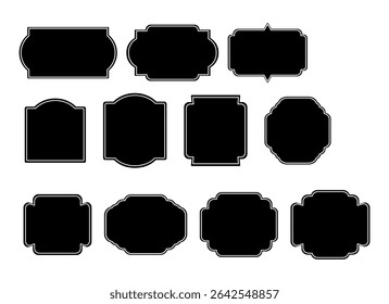 Illustration vectorielle collection d'étiquette Vintage avec des cadres ornés et silhouettes élégantes. Formes de badge décoratif pour l'emballage de produits, la marque et la conception de logo. templates d'Image vectorielle définies avec des blancs, vides