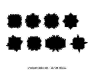 Illustration vectorielle collection d'étiquette Vintage avec des cadres ornés et silhouettes élégantes. Formes de badge décoratif pour l'emballage de produits, la marque et la conception de logo. templates d'Image vectorielle définies avec des blancs, vides