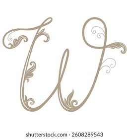 Vector Illustration of Vintage Letter and Monogram W.
