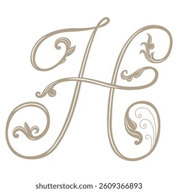 Vector Illustration of Vintage Letter and Monogram H.