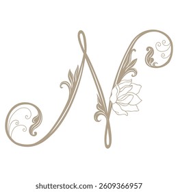 Vector Illustration of Vintage Letter and Monogram N.
