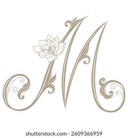 Vector Illustration of Vintage Letter and Monogram M.