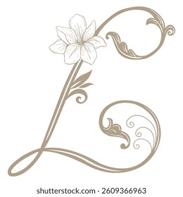 Vector Illustration of Vintage Letter and Monogram L.
