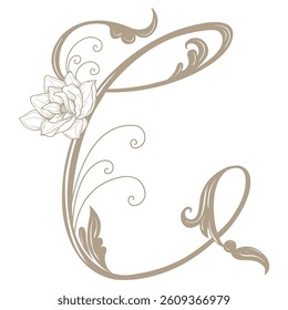 Vector Illustration of Vintage Letter and Monogram C.