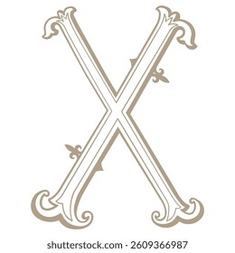 Vector Illustration of Vintage Letter and Monogram X.