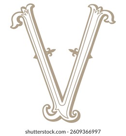 Vector Illustration of Vintage Letter and Monogram V.