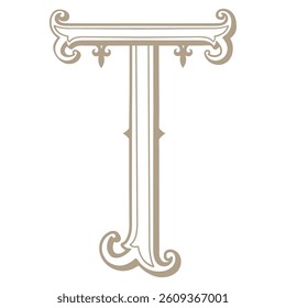 Vector Illustration of Vintage Letter and Monogram T.