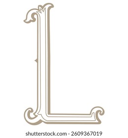 Vector Illustration of Vintage Letter and Monogram L.