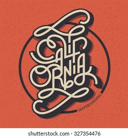 vector illustration, vintage lettering. inscription California. beautiful background poster