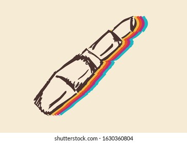 Vector Illustration of Vintage Lipstick Make-Up Beauty with Cute and Rainbow Color