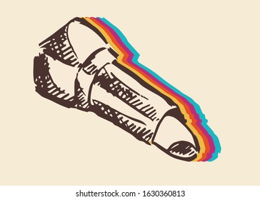 Vector Illustration of Vintage Lipstick Make-Up Beauty with Cute and Rainbow Color