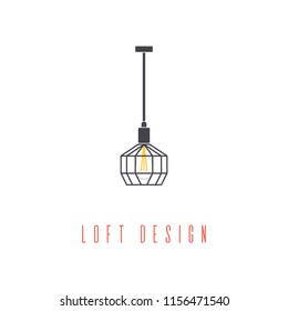 vector illustration of vintage loft style lamps for interior design isolated on white background. industrial city.