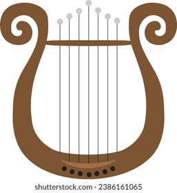 Vector illustration of vintage lyre isolated in white background. Lyre musical instrument template