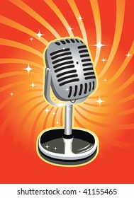 A vector illustration of a vintage microphone
