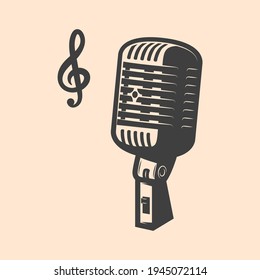 vector illustration vintage microphone music instrument