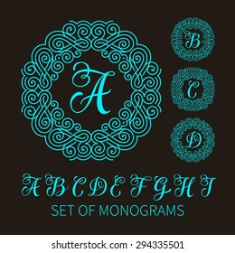 Vector Illustration Vintage Monogram Emblem Label Stock Vector (Royalty ...