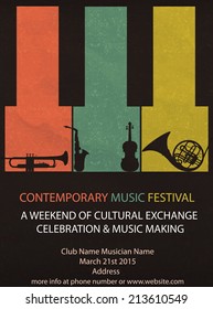 Vector illustration of vintage music festival flyer or brochure 