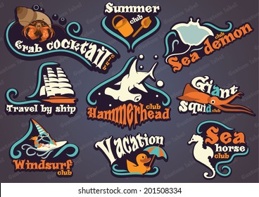 Vector illustration of vintage ocean labels