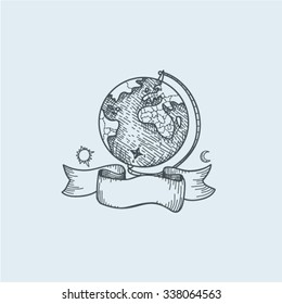 Vector illustration of vintage old globe world