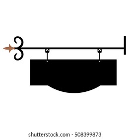 Vector illustration vintage, old shop sign. Signage shop sign route hanging information banner retailer.
