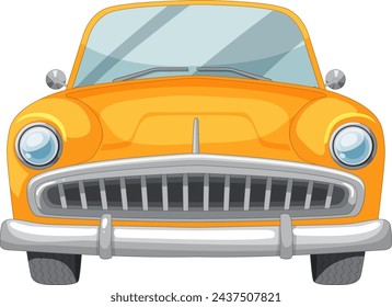 Vector illustration of a vintage orange car front.