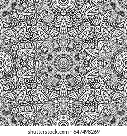 Vector illustration. Vintage ornamental pattern on a brown background with white elements.