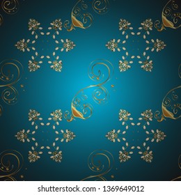 Vector illustration. Vintage pattern art design. Cute background for wrappers and wallpaper, design of fabric, paper. Art Deco Pattern on blue and brown colors. Seamless.