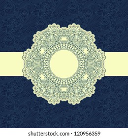 Vector illustration with vintage pattern for greeting card.