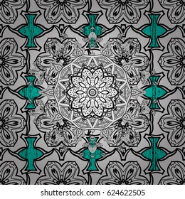 Vector illustration. Vintage pattern on a blue background with white elements.
