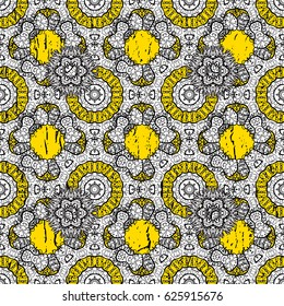 Vector illustration. Vintage pattern on a yellow background with white elements.