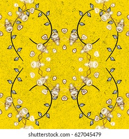 Vector illustration. Vintage pattern on a yellow background with golden elements.